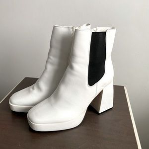 Nasty Gal white retro platform boots